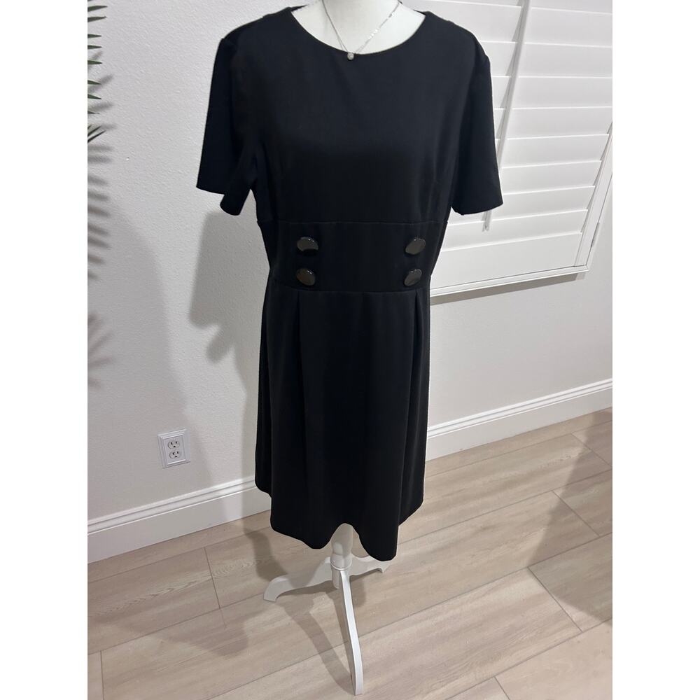 Suzi Chin for Missy Boutique Black Midi Dress Button Detail – Circa 1978 Sz 14